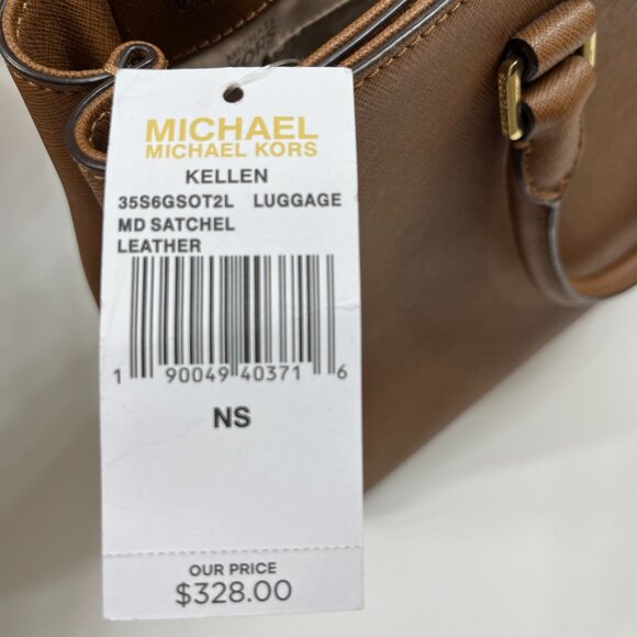 Michael Kors Kellen Medium Leather Satchel Brown - NWT - Picture 12 of 15